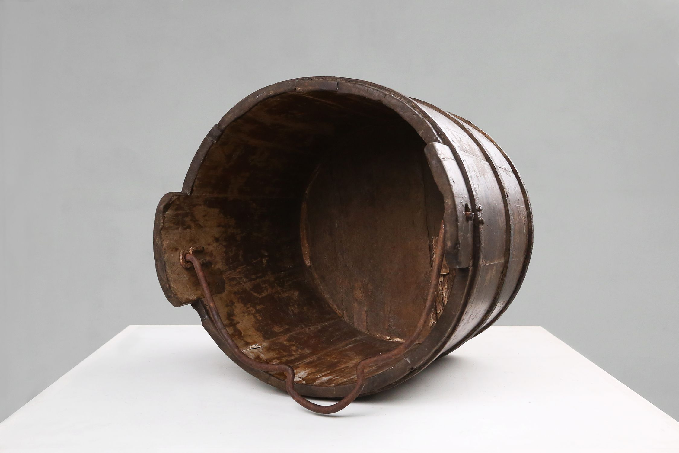 Wooden and wrought Iron water, grain bucket, circa 1860thumbnail